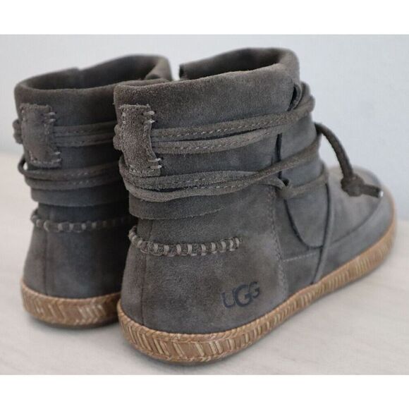UGG 1019129 Woman’s Sz 5.5 Slate Soft Suede Reid Moccasin Booties - Picture 10 of 15